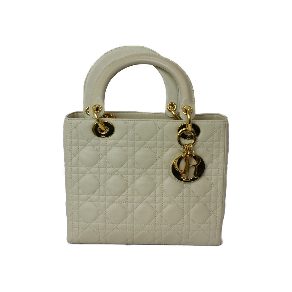 Christian Dior Lady handbag lambskin beige yellow leather
